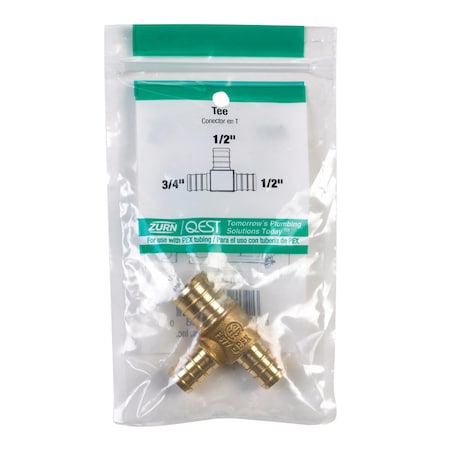 Nibco SharkBite 3/4 in. PEX X 1/2 in. D PEX Brass Reducing Tee UC454LFA